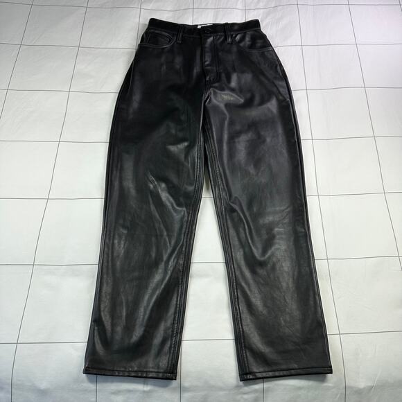 Abercrombie & Fitch Pants Womens 27 Black Curve Love Faux Leather Vegan Straight - Picture 1 of 11